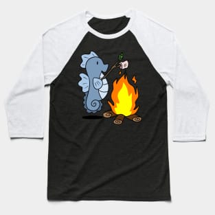 Blue Sea Horse Roasting Marshmallows by a Campfire Baseball T-Shirt